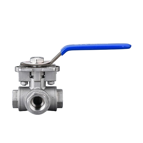 Manual 4-way threaded ball valve