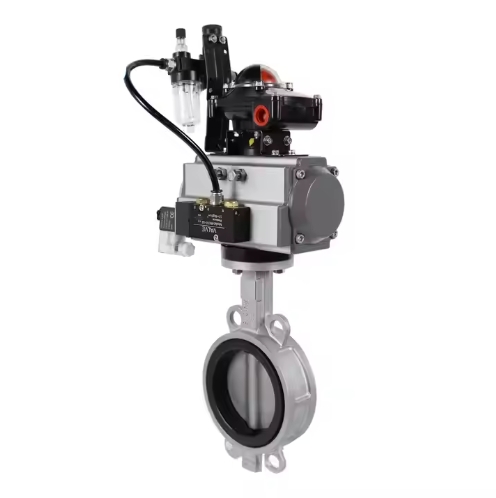FURUI Factory Direct Sales SS304/316 Pnuematic Double/Single Acting Actuator Soft Seal Wafer Type Butterfly Valve With Position and Solenoid and Filter valve